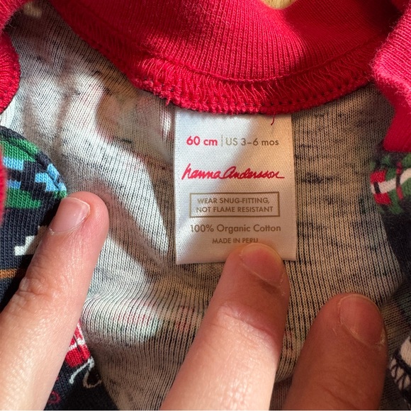Hanna Andersson Baby Gnome Fair Isle Organic Cotton Sleeper Pajama Navy Red 3-6M - Picture 4 of 4